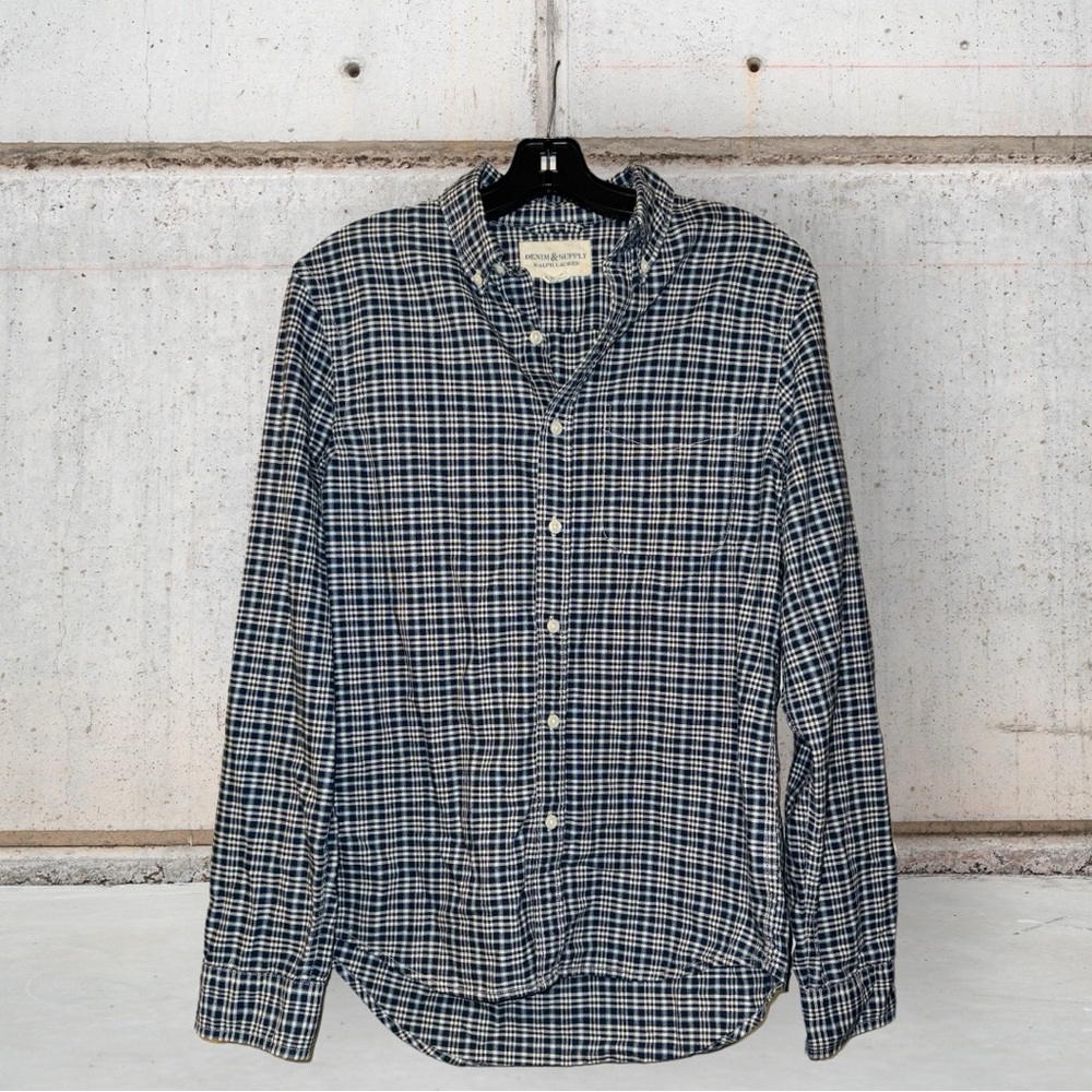 Denim Supply Ralph Lauren Men’s Sz Small Western‎ Style Plaid Lite Flannel Shirt